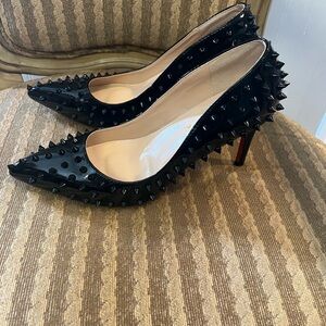 Christian Louboutin Black Patent Leather Spiked Heels